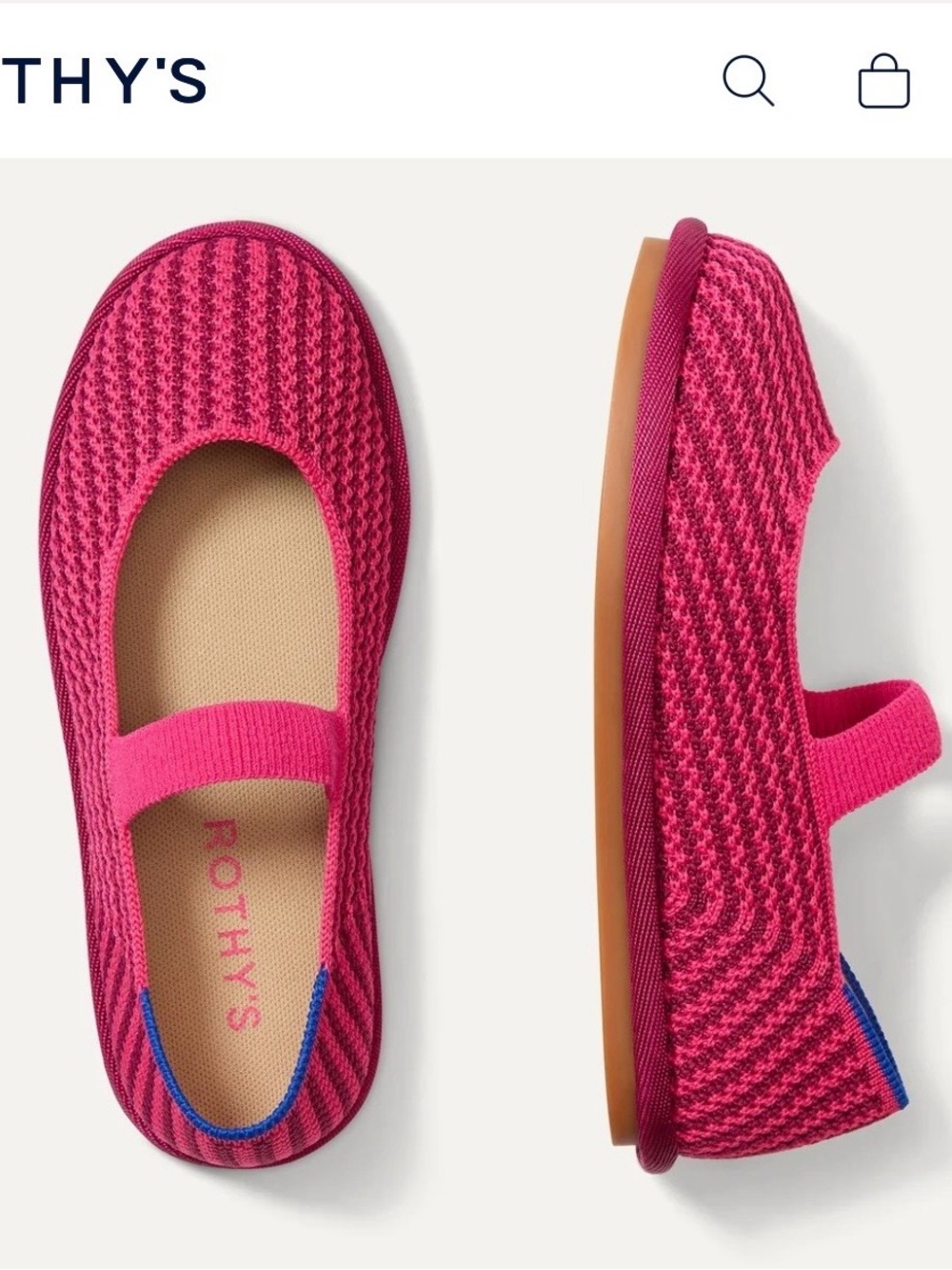 NWT Rothy's Kids Pink Mary Jane Knit Shoes